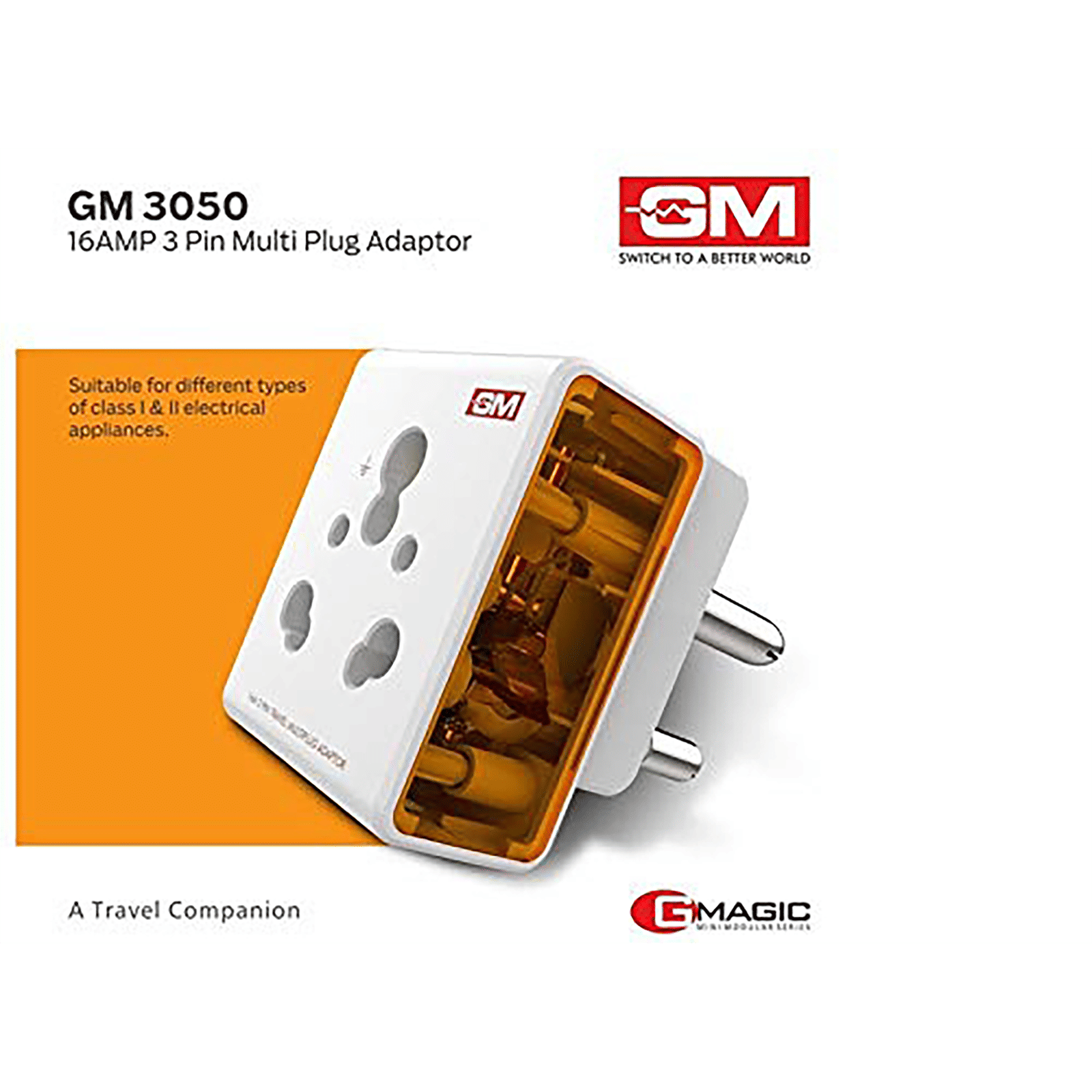 Buy GM Modular 16 Amp 3 Pin Multi Plug Adapter (3050, Black) Online Croma
